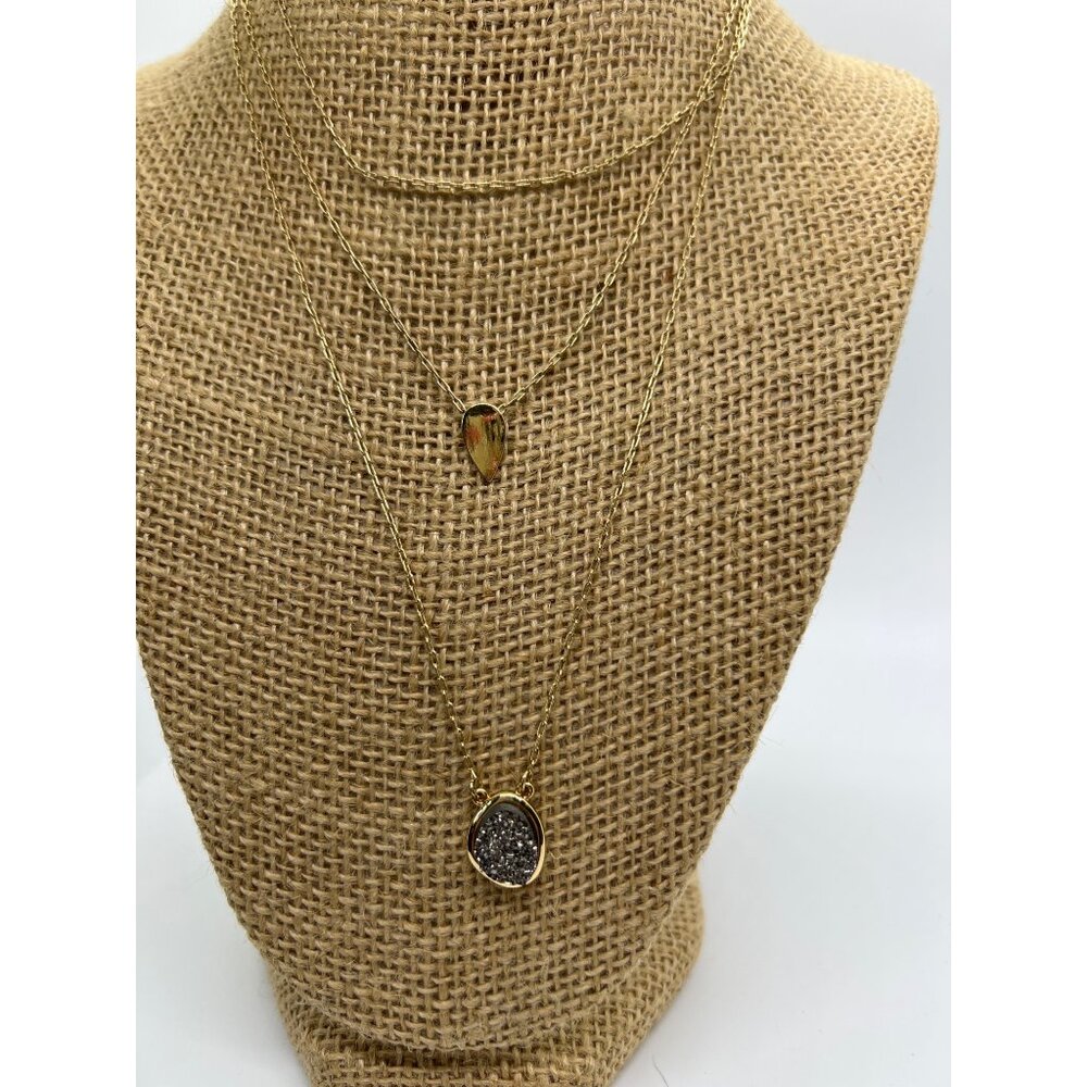 Baublebar Multi Layer Necklace Druzy Adjustable Chains 16" + 3" Extender